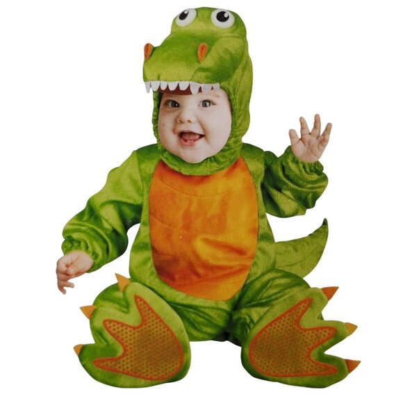 Infant 6 to 12 Months Baby T-Rex Dinosaur Complete 4-Piece Halloween Costume - Picture 1 of 10